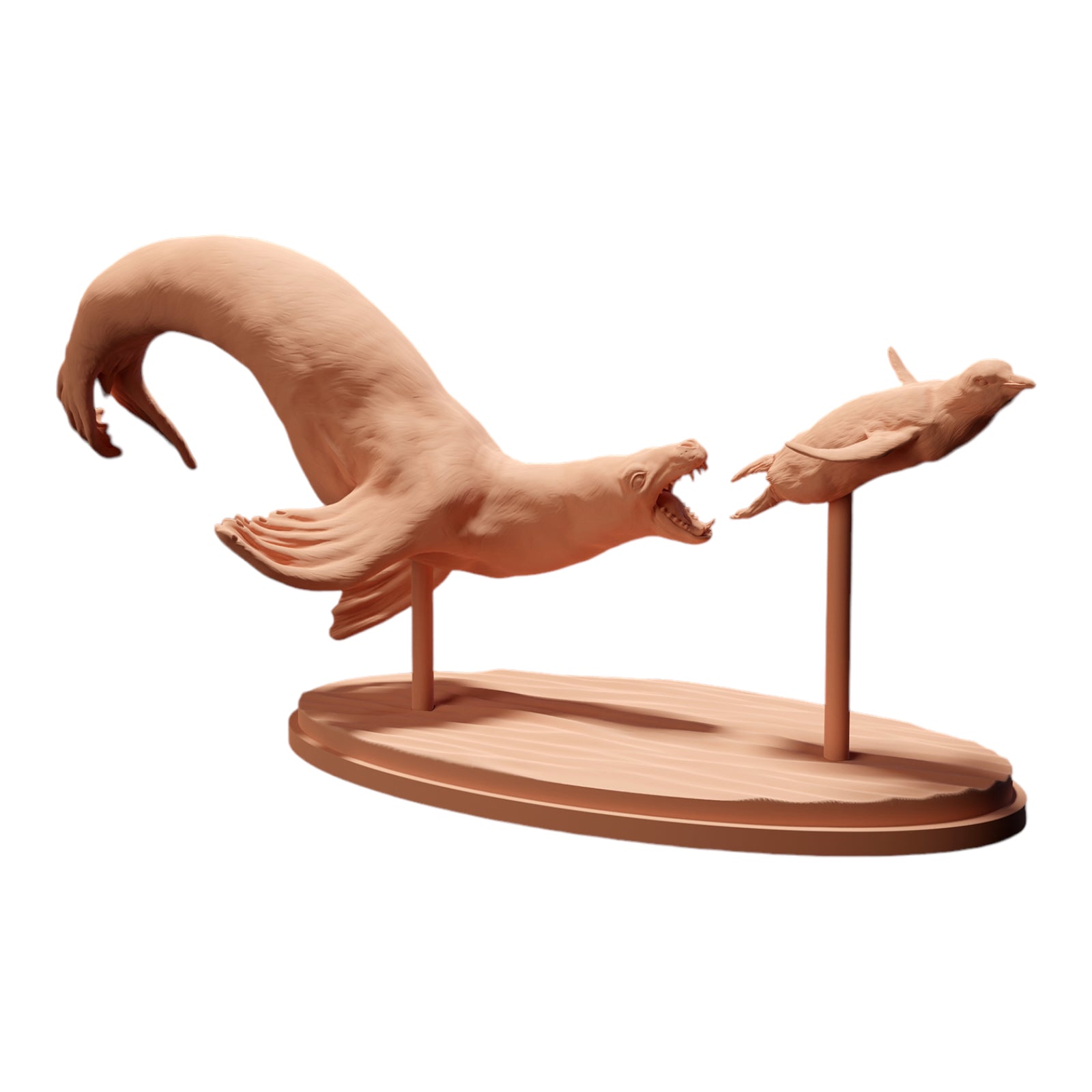 Foto del producto Diorama y modelismo figura en miniatura: foca cazando pingüino, figura de animal