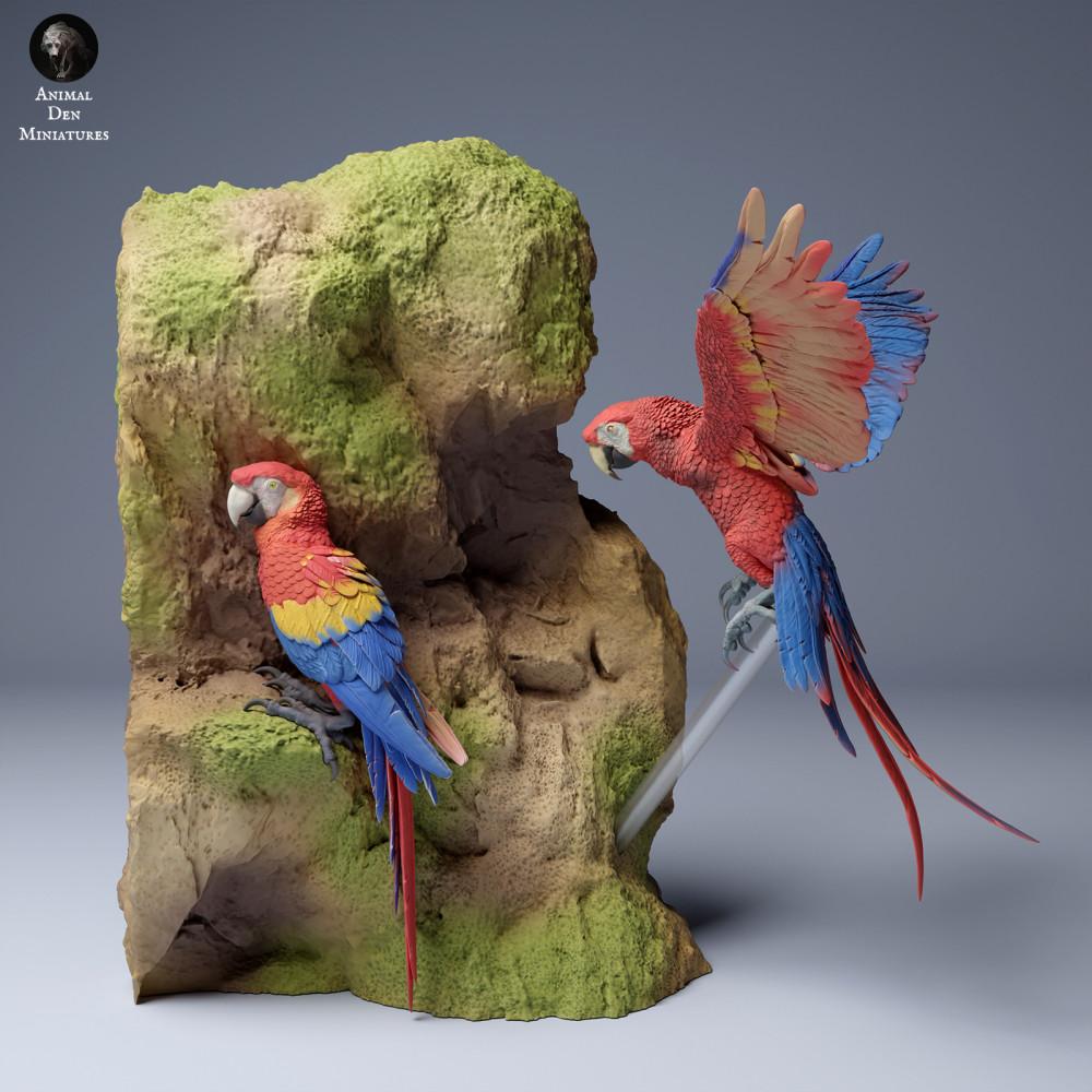 Foto de producto figura de animal Animal Den Miniatures 2: Figura de animal de la jungla: guacamayos rojo claro (24_04_09)