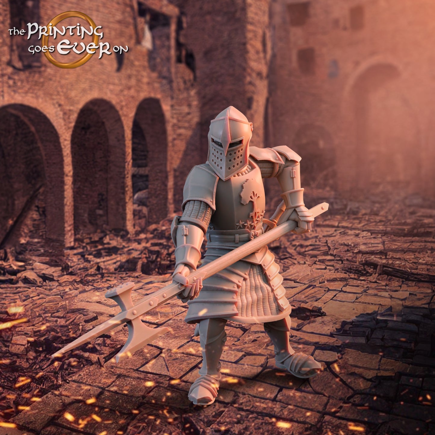 Foto del producto figura histórica medieval escala 75mm The Printing Goes Ever On (TPGEO) 0: Figuras de caballero medieval caballero con lanza A - Guerrero de Gonthan