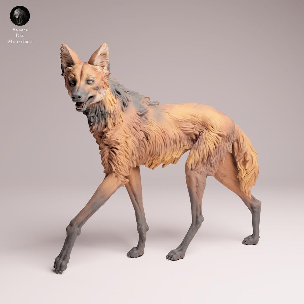 Foto del producto Tabletop 28mm Lord of the Print (LotP) 3: Figura de animal salvaje: Lobo de melena - de pie (25_12_03)