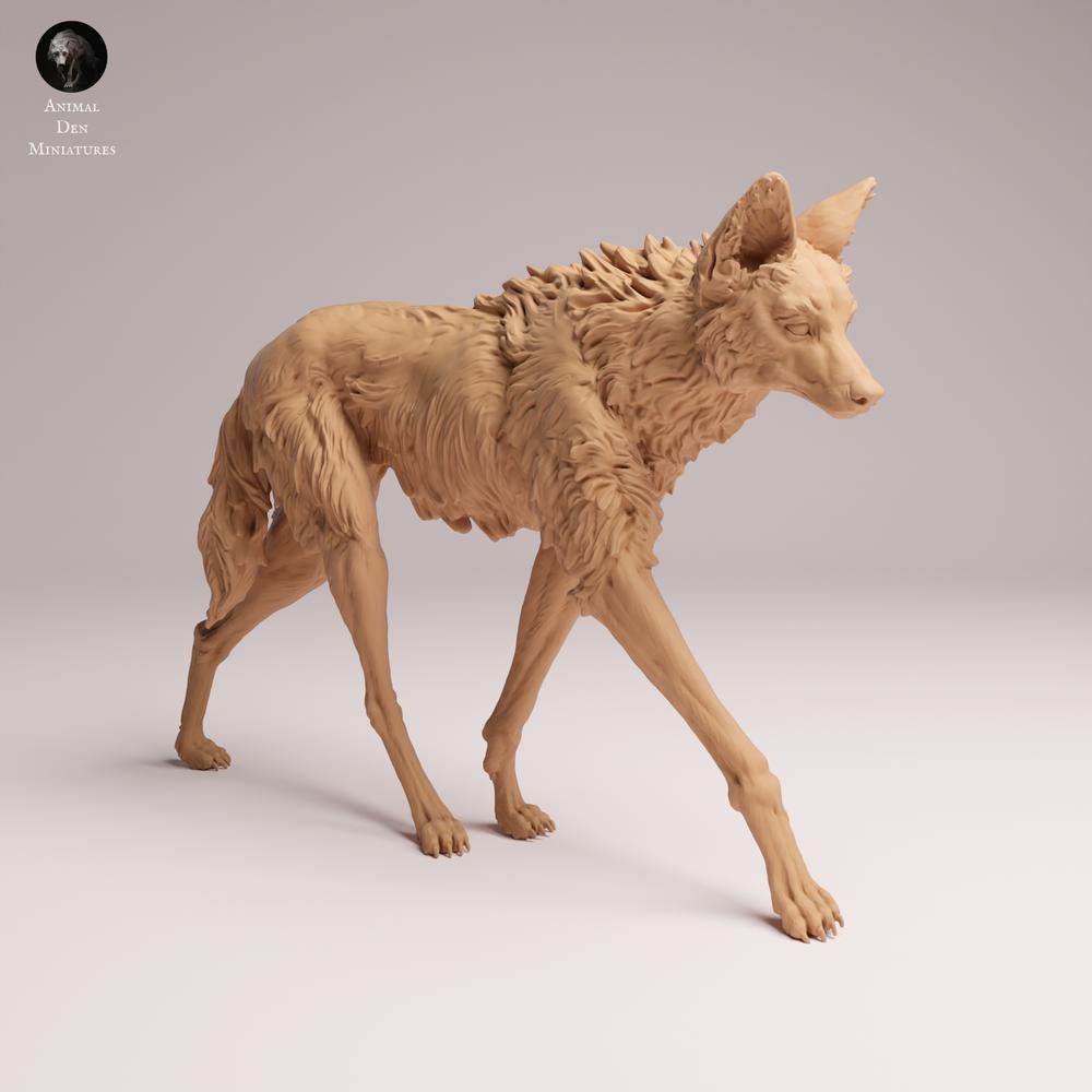 Foto del producto Tabletop 28mm Lord of the Print (LotP) 2: Figura de animal salvaje: Lobo de melena - caminando (25_12_04)