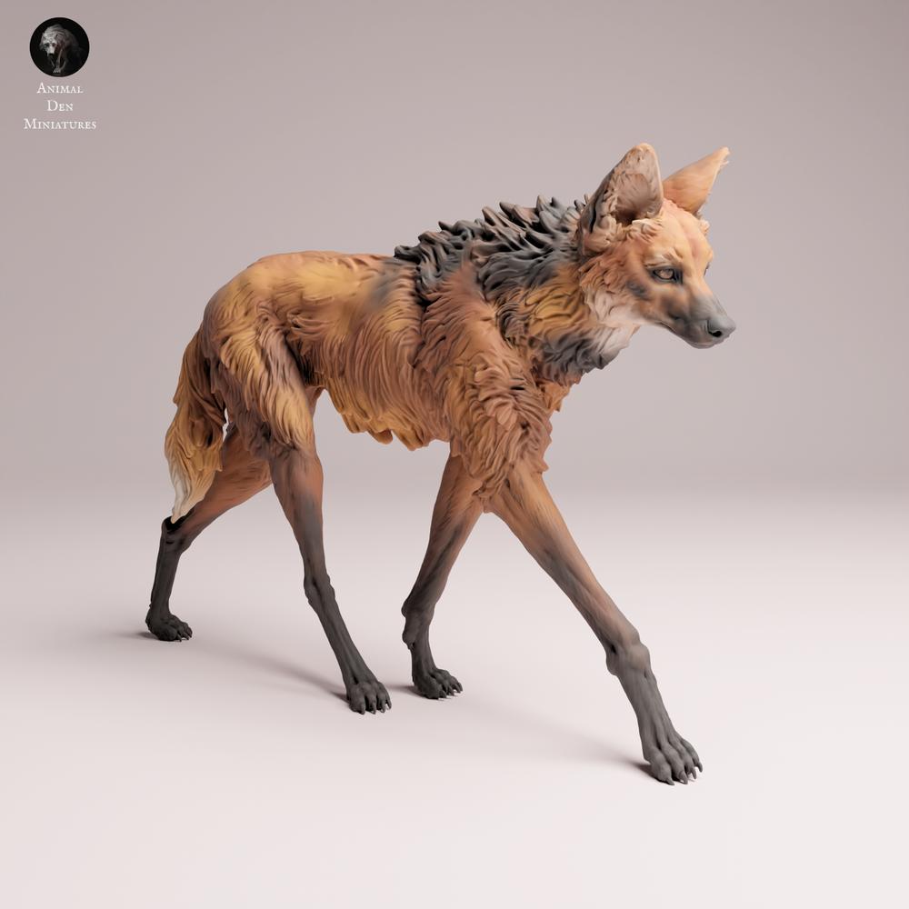 Foto del producto Tabletop 28mm Lord of the Print (LotP) 3: Figura de animal salvaje: Lobo de melena - caminando (25_12_04)