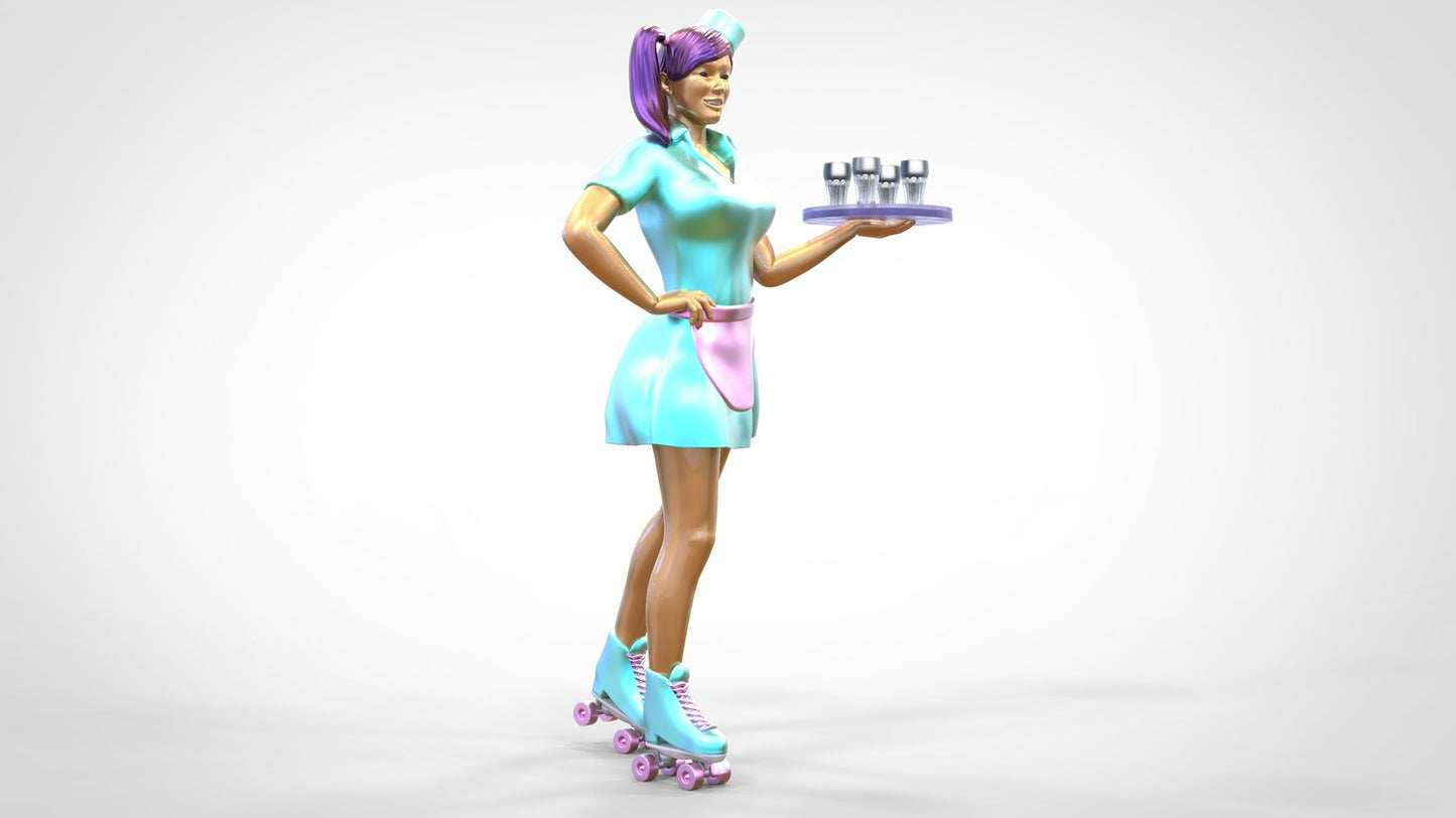 Foto del producto 0: Camarera sobre patines 2: Servicio con tablet trae bebidas