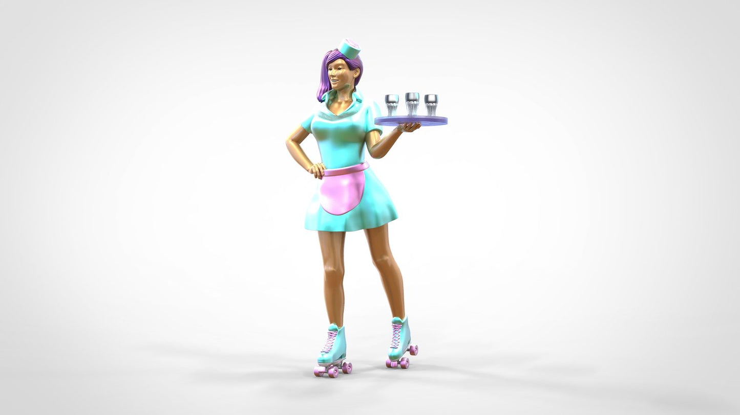 Foto del producto 0: Camarera sobre patines 2: Servicio con tablet trae bebidas