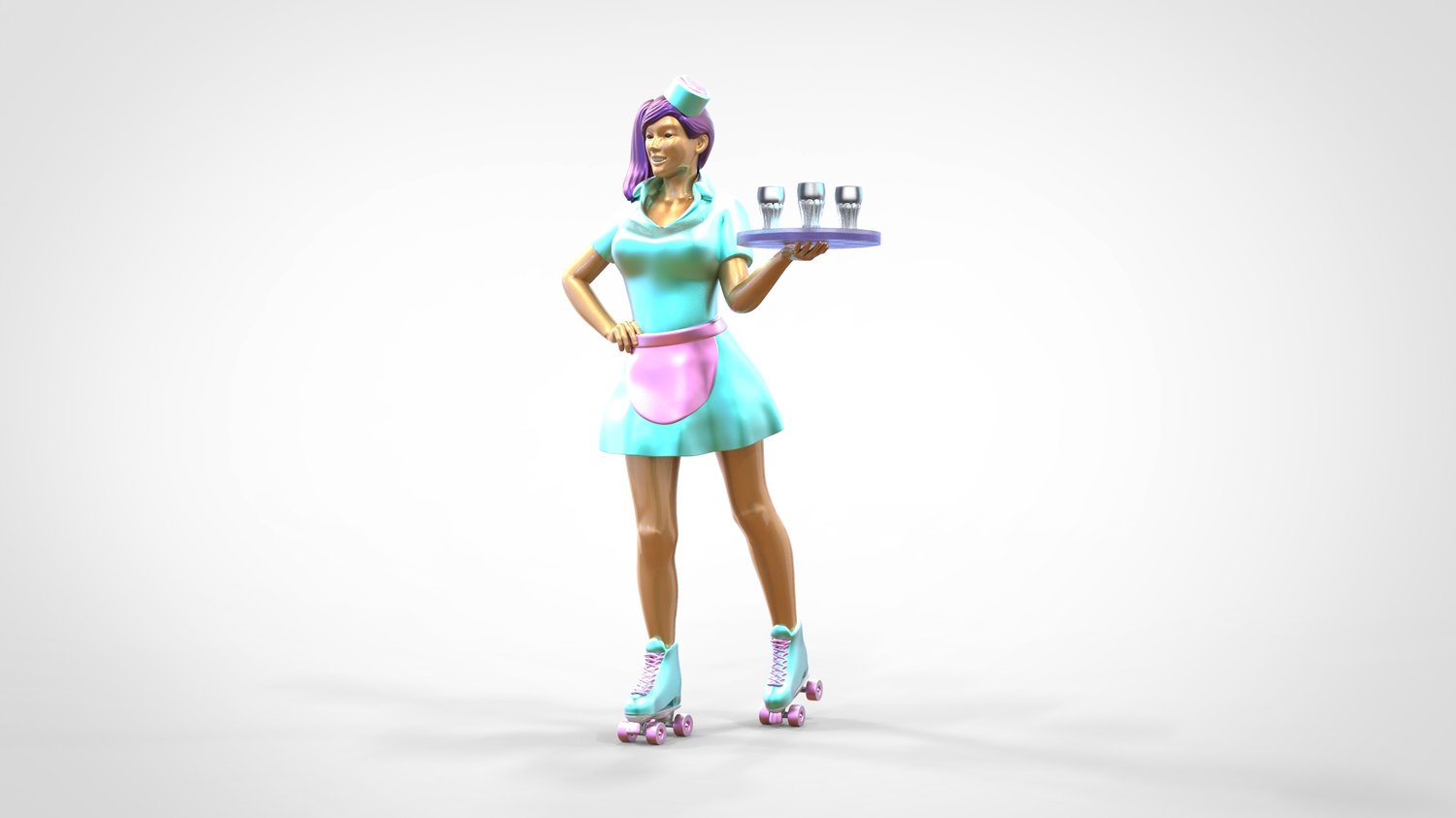 Foto del producto 0: Camarera sobre patines 2: Servicio con tablet trae bebidas