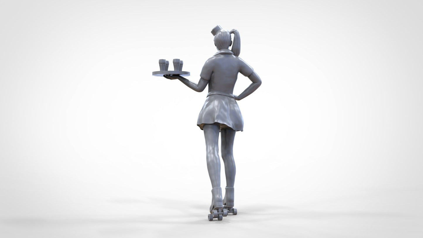 Foto del producto 0: Camarera sobre patines 2: Servicio con tablet trae bebidas