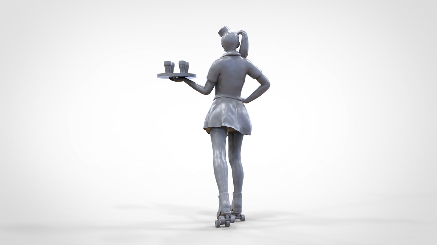 Foto del producto 0: Camarera sobre patines 2: Servicio con tablet trae bebidas