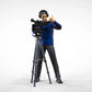 Produktfoto Diorama und Modellbau Miniatur Figur: Reporter Team - Kameramann mit Kamera und Stativ