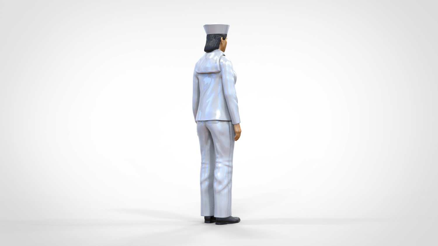 Foto del producto 0: Marinera femenina: mujer de mar en uniforme en posición
