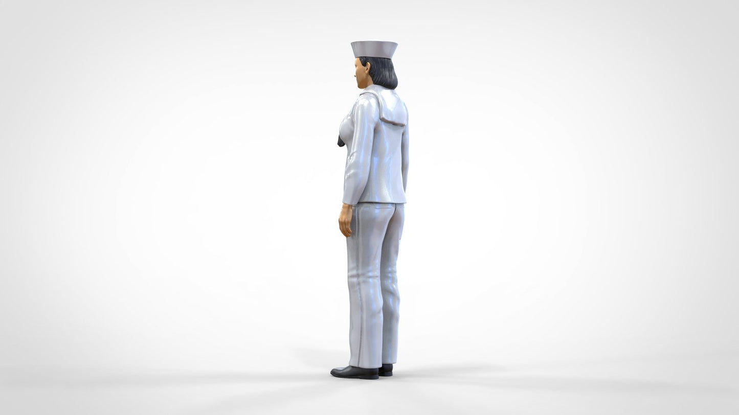 Foto del producto 0: Marinera femenina: mujer de mar en uniforme en posición