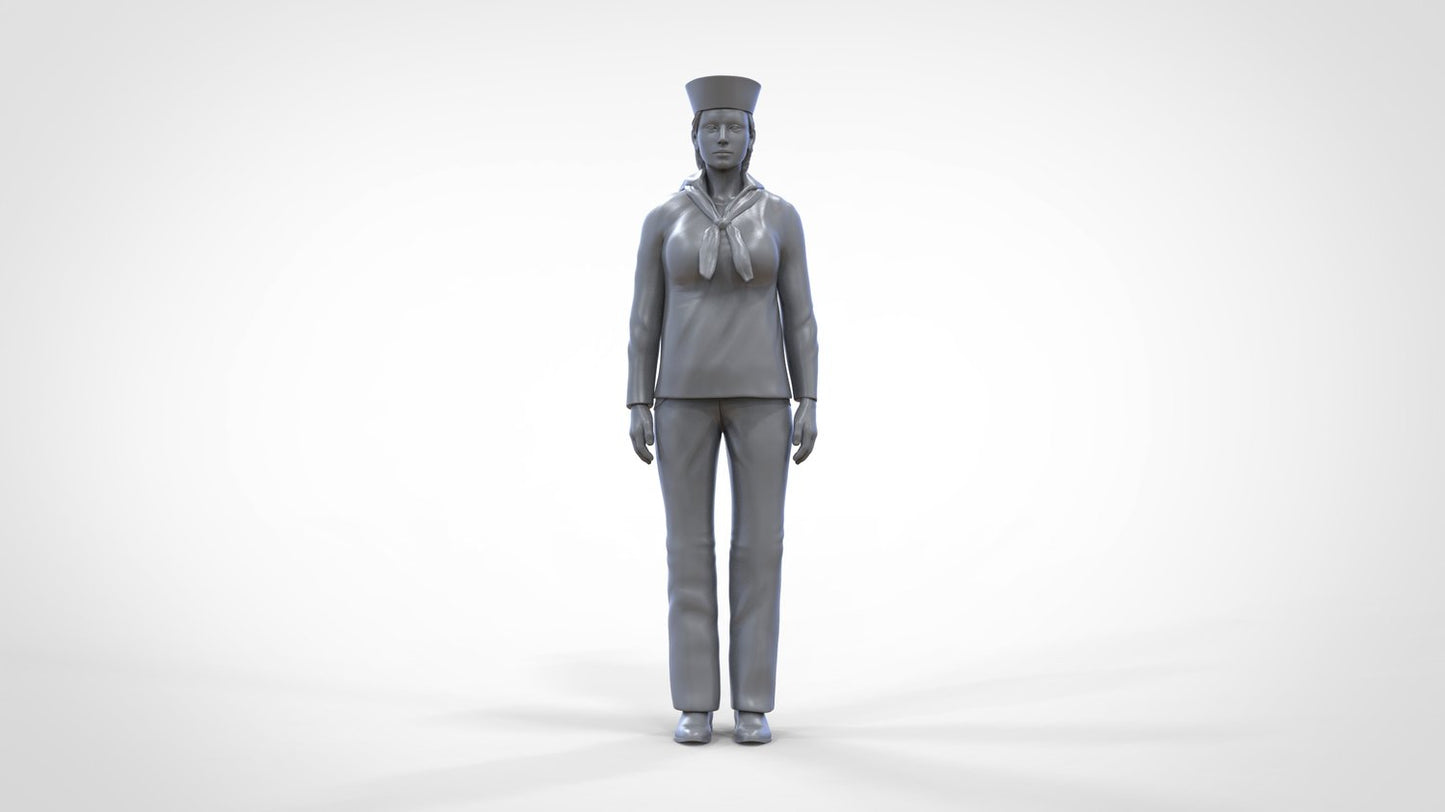 Foto del producto 0: Marinera femenina: mujer de mar en uniforme en posición