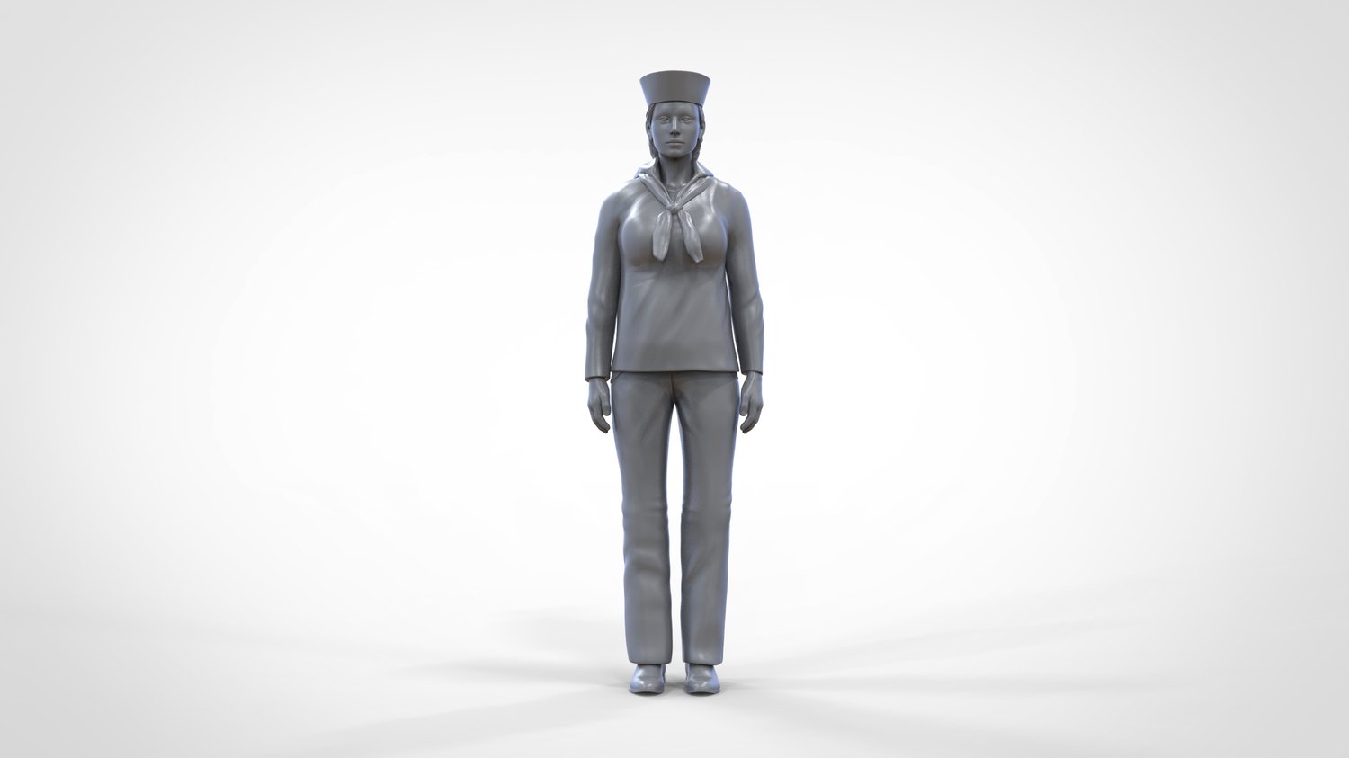 Foto del producto 0: Marinera femenina: mujer de mar en uniforme en posición