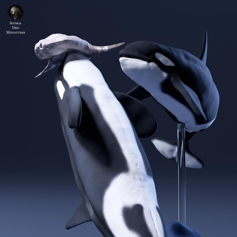 Foto del producto: figura de animal Animal Den Miniatures 6: animal marino: pez luna y orcas (26_09_07)
