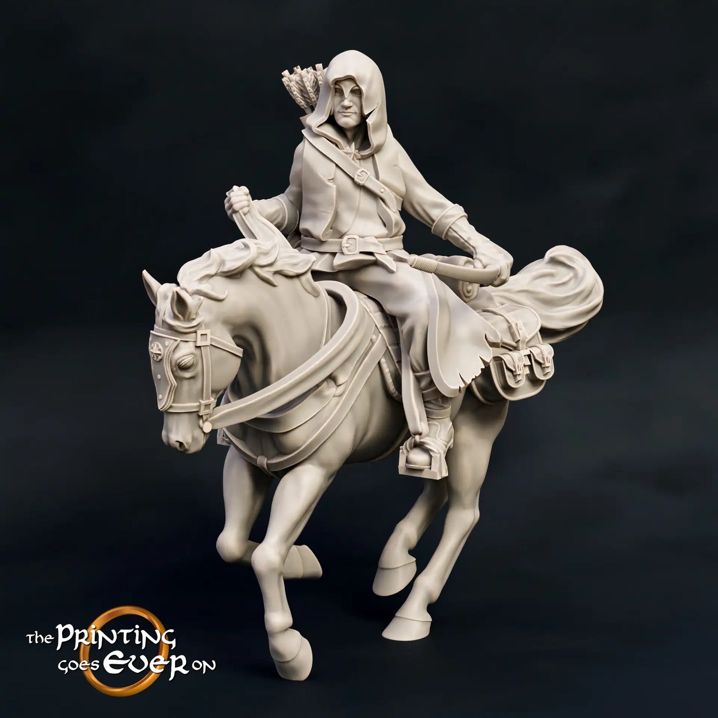 Foto del producto figura histórica medieval escala 75mm The Printing Goes Ever On (TPGEO) 0: Figuras de caballero medieval Ranger jinete arco - modelos de 75mm - exploradores del norte