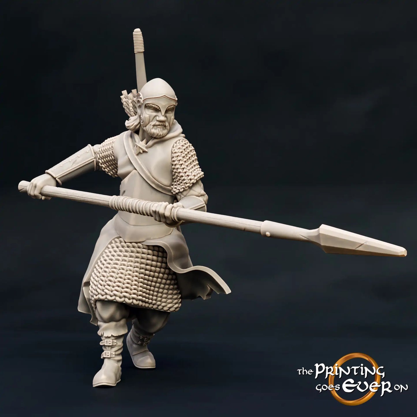 Foto del producto Tabletop 28mm The Printing Goes Ever On (TPGEO) 0: Guerrero de los exploradores: Ranger del bosque con espada, lanza y arco