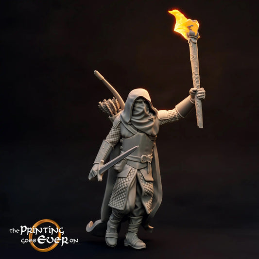 Produktfoto mittelalterliche historische Figur 75mm Scale The Printing Goes Ever On (TPGEO)  0: Mittelalterliche Ritter Figuren Ranger Schwert und Fackel - 75mm Modelle - Waldläufer des Nordens