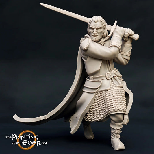 Produktfoto mittelalterliche historische Figur 75mm Scale The Printing Goes Ever On (TPGEO)  0: Mittelalterliche Ritter Figuren Ranger Schwert - 75mm Modelle - Waldläufer des Nordens