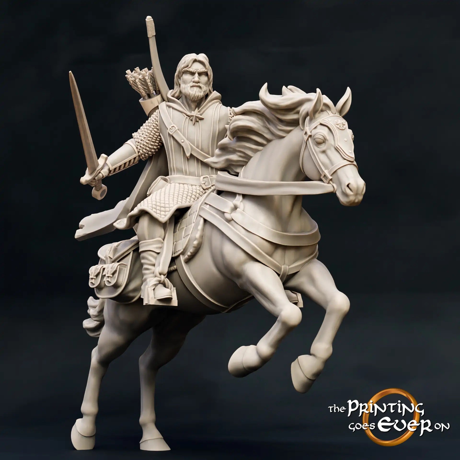 Produktfoto mittelalterliche historische Figur 75mm Scale The Printing Goes Ever On (TPGEO)  0: Mittelalterliche Ritter Figuren Ranger Reiter Schwert Waldläufer des Nordens