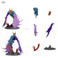 Wyvernreiter mit Speer – Ohne Reiter: Bauteilübersicht mit Vorder- und Rückansicht sowie 6 farblich markierten Einzelteilen.