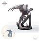 Roter Dracolich – unberitten – fünf Posen – E2 – Schrei: Größenvergleich, ca. 126 mm Gesamthöhe inklusive Base und höchstem Teil, mit 32-mm-Referenzfigur.