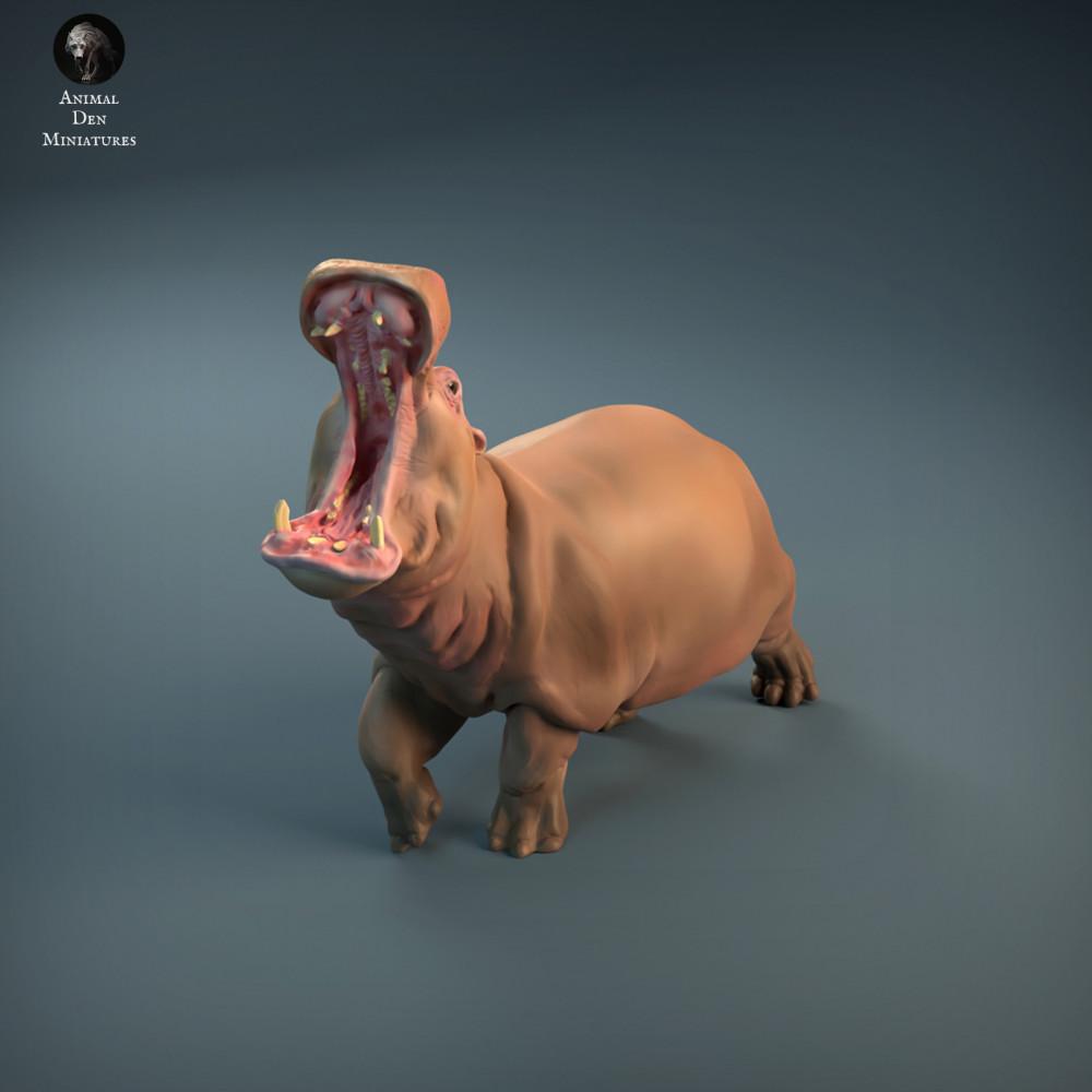 Foto de producto de figura animal Animal Den Miniatures 3: figura de animal salvaje: hipopótamo furioso (21_12_04)