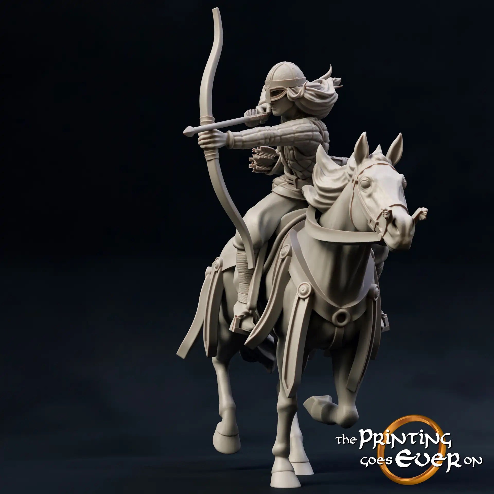 Foto del producto figura histórica medieval escala 75mm The Printing Goes Ever On (TPGEO) 0: Figuras de caballero medieval jinete con arco - modelos de 75mm - guerrero de la marca