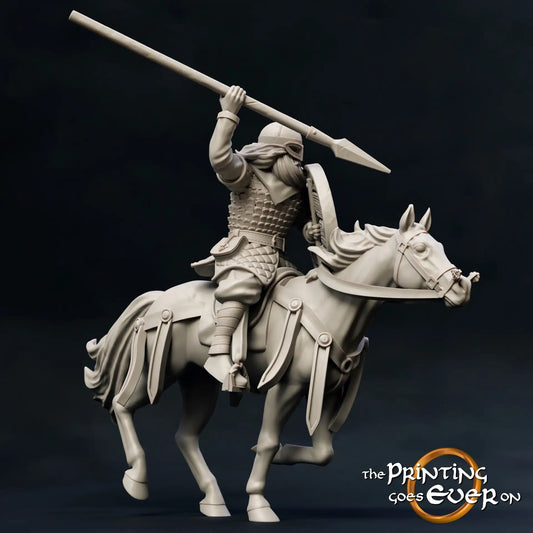Produktfoto mittelalterliche historische Figur 75mm Scale The Printing Goes Ever On (TPGEO)  0: Mittelalterliche Ritter Figuren Reiter mit Speer A Krieger der Mark