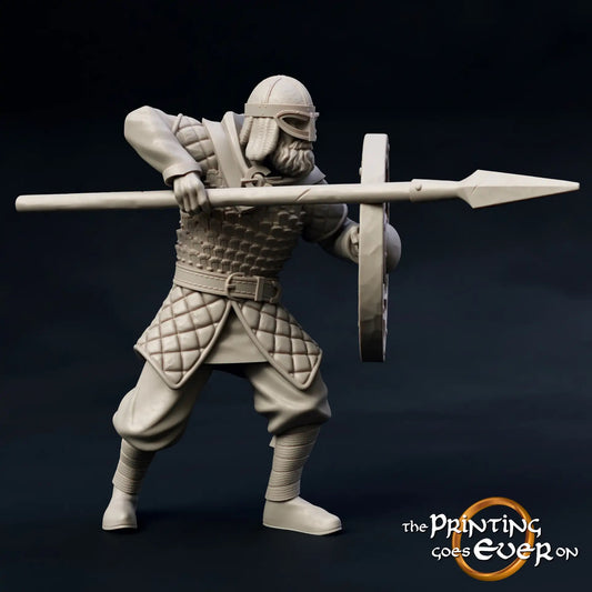 Produktfoto mittelalterliche historische Figur 75mm Scale The Printing Goes Ever On (TPGEO)  0: Mittelalterliche Ritter Figuren Speerkämpfer A Krieger der Mark