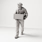 Foto de producto de maqueta de diorama 0: Figura histórica de diorama: estibador/trabajador portuario con caja de madera delante del abdomen (sc12)