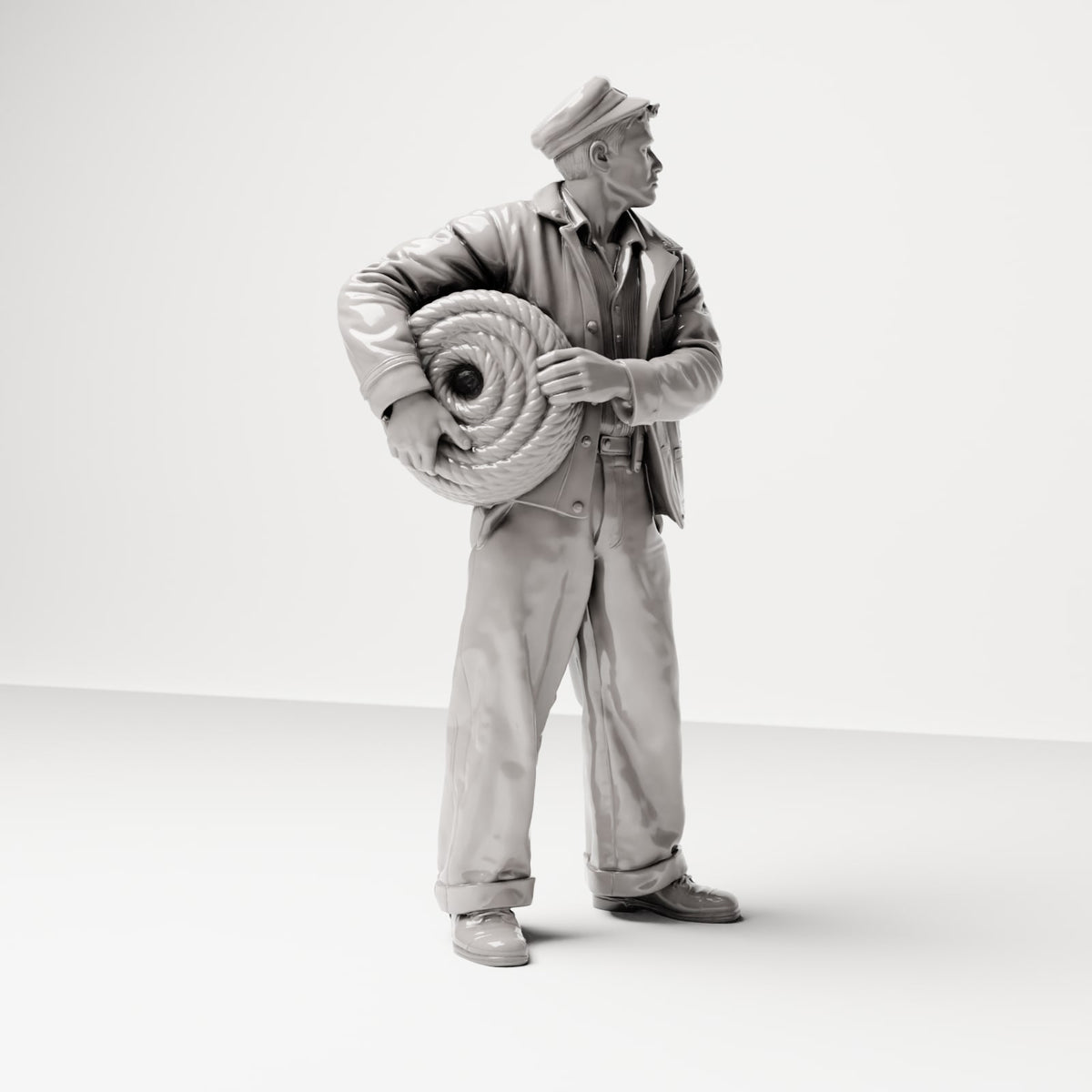 Foto de producto de maqueta de diorama 4: figura histórica de diorama: trabajador portuario con rollo de cuerda en la cadera (sc15)