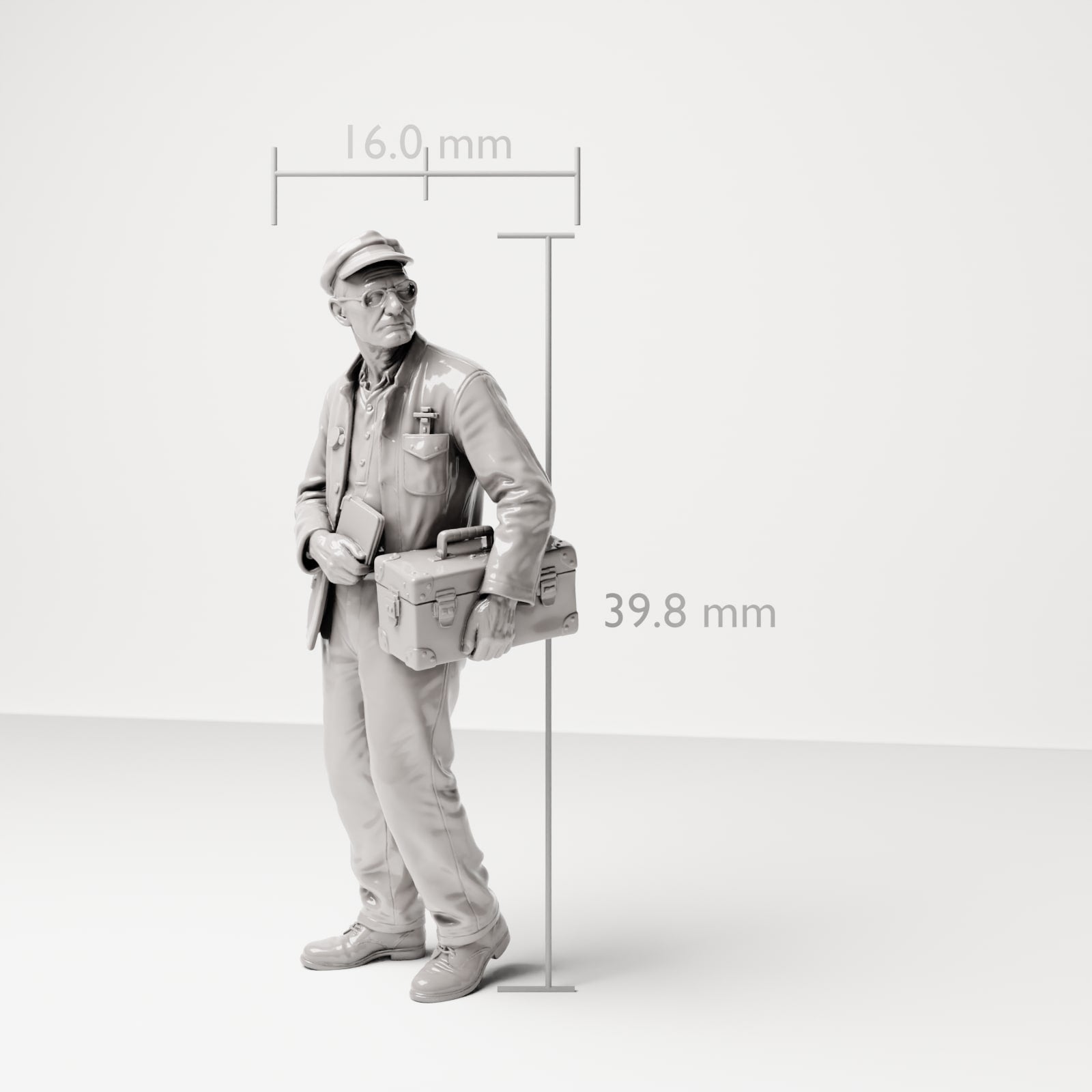 Diorama Modellbau Produktfoto 6: Historische Diorama Figur: Schiffsingenieur mit Werkzeugtasche (sc19)