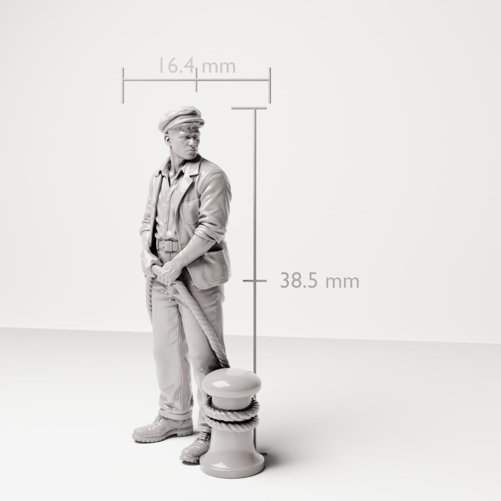 Diorama Modellbau Produktfoto 6: Historische Diorama Figur: Matrose oder Kaipersonal mit Pollerseil (sc20)