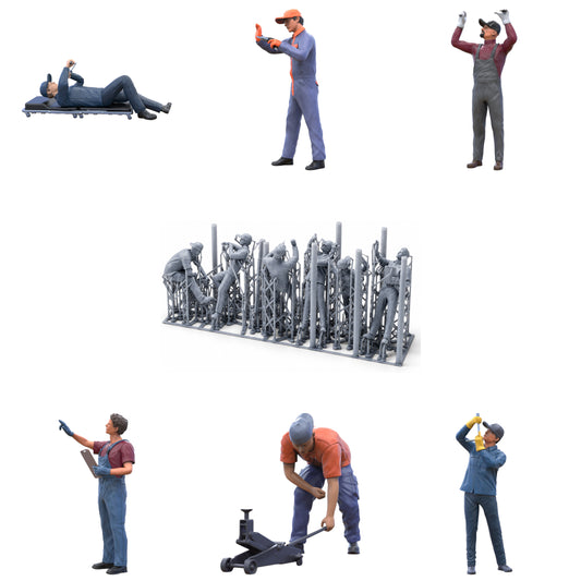 Foto del producto Diorama y modelo de figura en miniatura: Set de mecánicos, 6 figuras