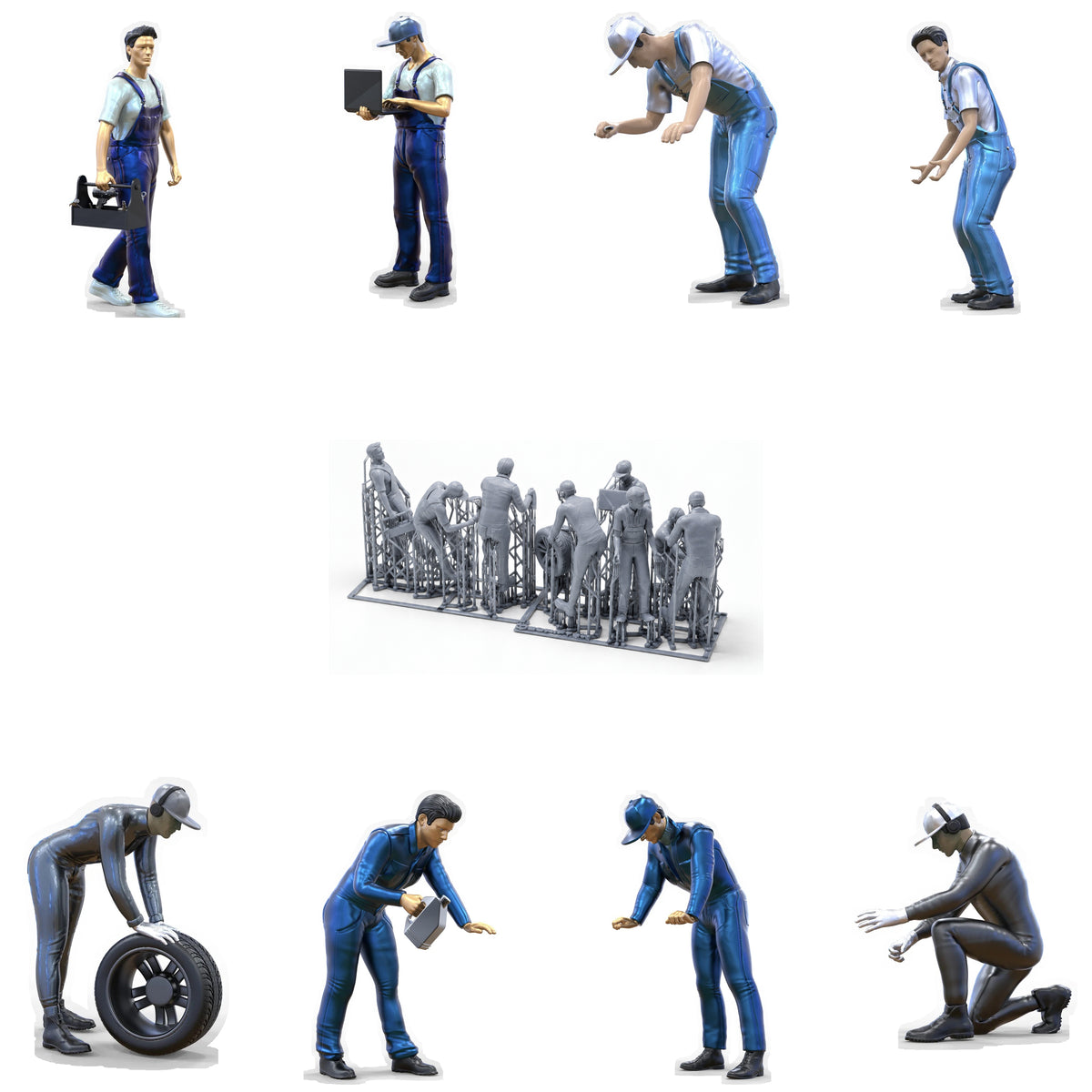 Foto del producto Diorama y modelismo figura en miniatura: Set de mecánicos 2, 8 figuras