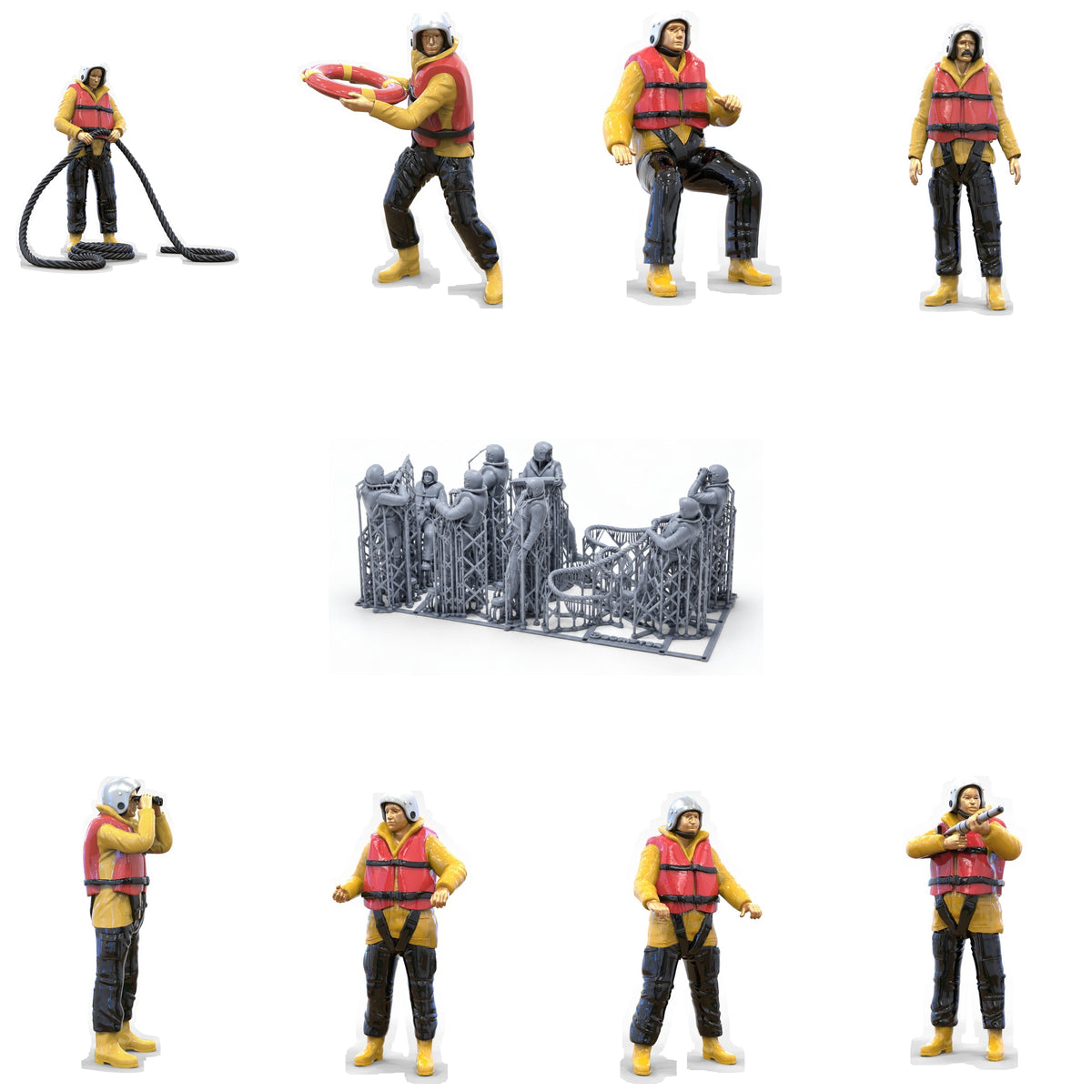 Foto del producto Diorama y modelo de figura en miniatura: Set de rescatistas, 8 figuras