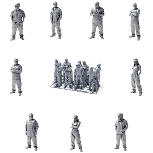 Hip-Hop, Urban y Streetwear: 9 figuras de resina sin pintar en vista abierta