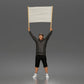 Foto de producto de maqueta para diorama 0: Figura de pie: manifestante con pancarta vacía, sudadera con capucha y pantalones cortos (a178)