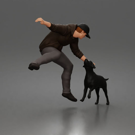 Foto de producto de maqueta de diorama 0: Figura de diorama: Hombre agachado con sudadera con capucha (a201)