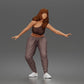 Foto de producto de maqueta de diorama 0: Figura de pie: patinadora en postura de equilibrio con top corto, pantalón de jogging y zapatillas deportivas (a171)