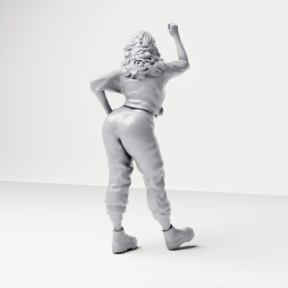 Diorama Modellbau Produktfoto 1: Stehende Figur: Frau mit erhobenem Arm & Hand an der Hüfte (a157)