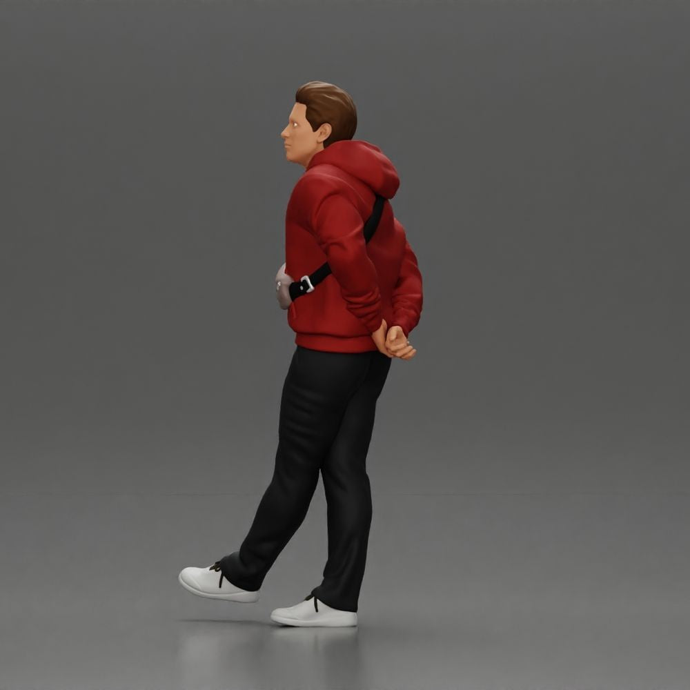 Diorama Modellbau Produktfoto 2: Gehende Figur: Mann in Freizeitkleidung mit Händen hinter dem Rücken (a158)