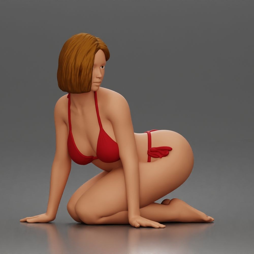 Diorama modelismo foto de producto 1: Figura arrodillada: mujer de playa con bikini anudado (a182)