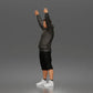 Diorama Modellbau Produktfoto 2: Stehende Figur: Demonstrant mit Banner, Kapuzenjacke, Shorts & Sportschuhen (a179)