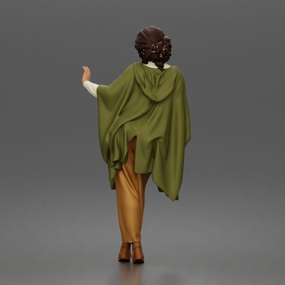 Foto de producto de maqueta para diorama 2: Figura de pie: mujer con la mano levantada, capa fluida y zapatos de plataforma (a174)