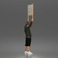Foto de producto de modelismo para diorama 2: Figura de pie: manifestante con pancarta vacía, sudadera con capucha y pantalones cortos (a178)