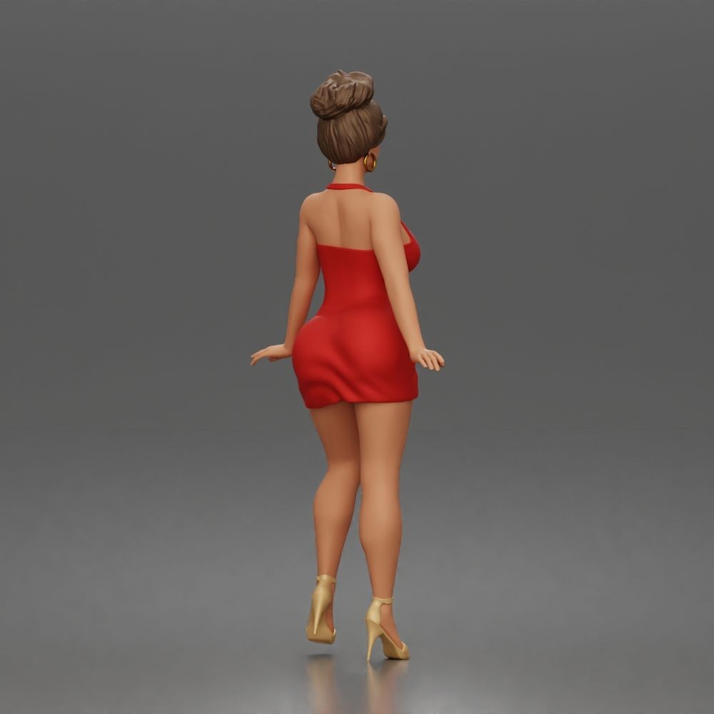 Diorama Modellbau Produktfoto 2: Stehende Figur: Frau im kurzen figurbetonten Kleid & High Heels (a177)