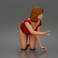 Foto de producto de maqueta para diorama 2: Figura arrodillada: mujer con bodysuit, torso inclinado hacia delante y mano en el suelo (a175)