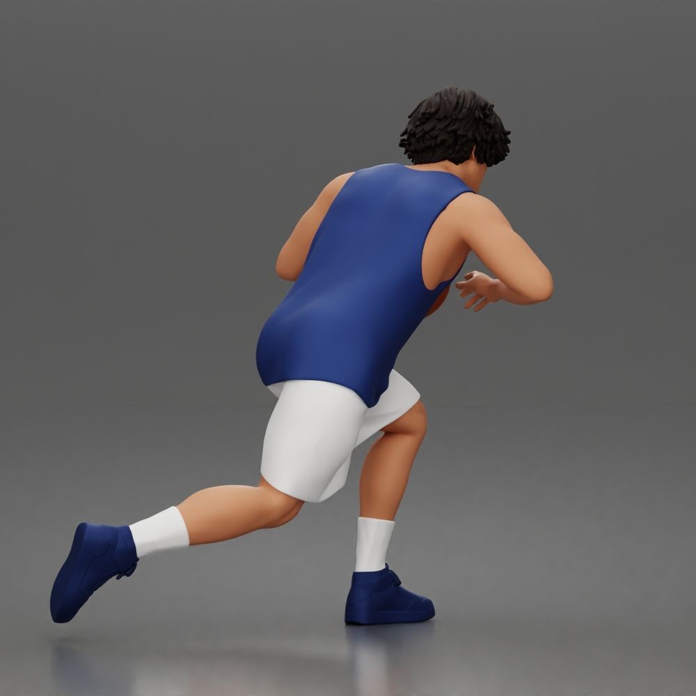Diorama Modellbau Produktfoto 3: Diorama Figur: Basketballspieler im Vorwärtslauf mit Ball & Sportkleidung (a166)