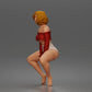 Diorama Modellbau Produktfoto 3: Hockende Figur: Tänzerin mit schulterfreiem Crop-Top & Shorts (a185)