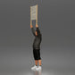 Foto de producto de maqueta de diorama 4: Figura de pie: manifestante con pancarta vacía, sudadera con capucha y pantalones cortos (a178)